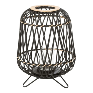 J-Line lanterne Sur Pied - bambou - noir/naturel - small