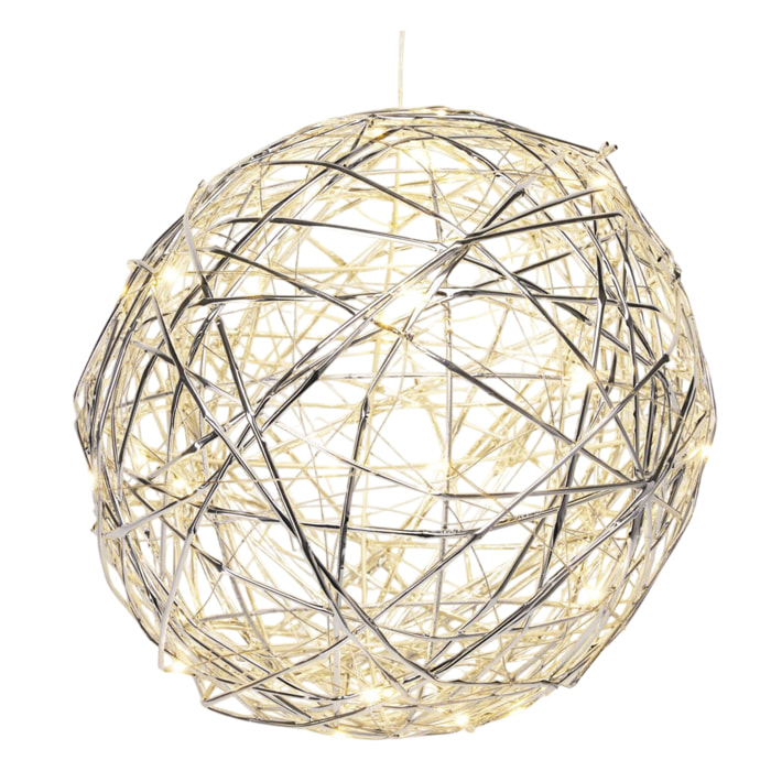 bola navideña luminosa con 40 luces led en blanco cálido 25cm