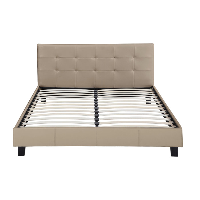 Lit double en pvc "Julia" - 140 x 190 cm - Taupe