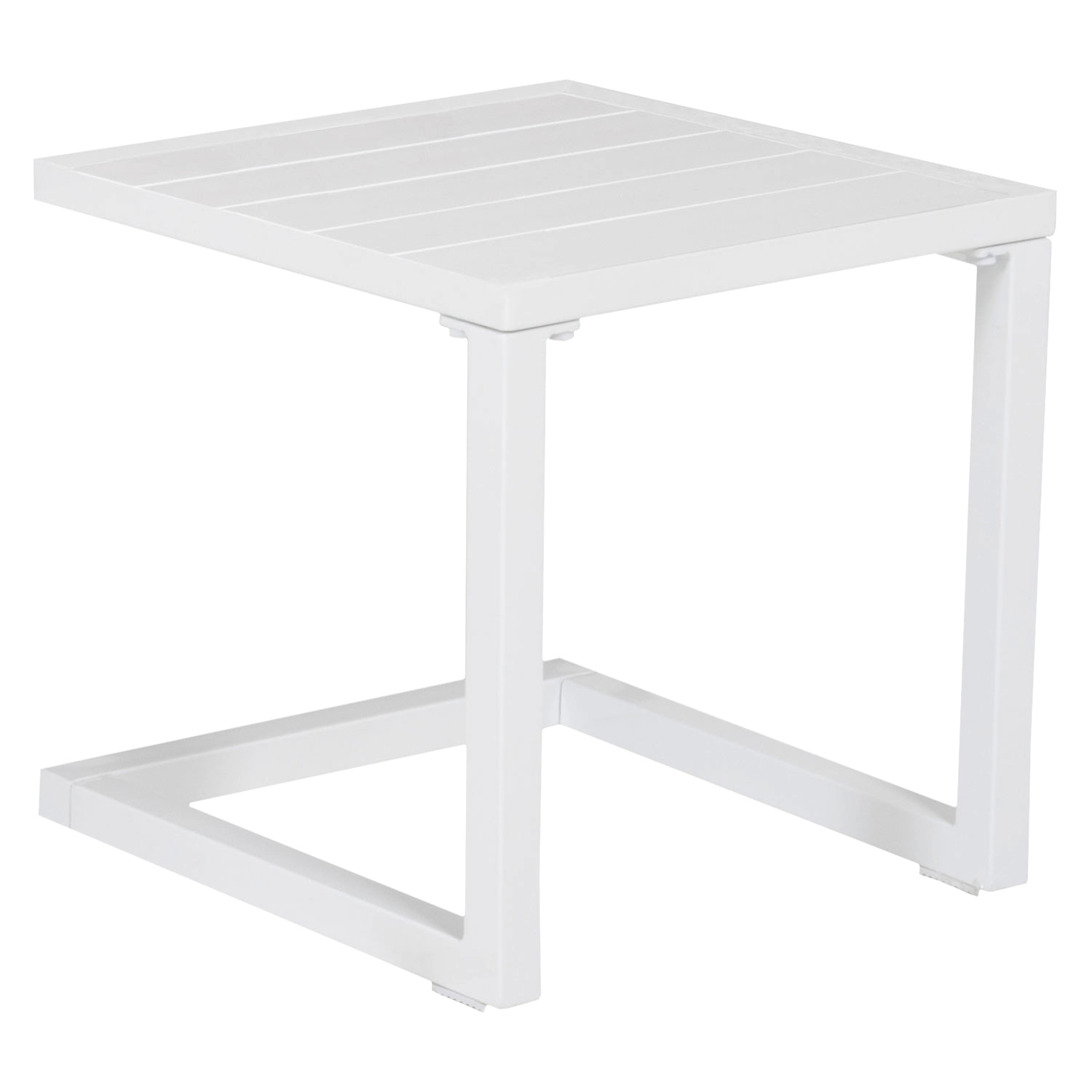 Set bain de soleil et table d'appoint BARBADOS en textilène bleu - aluminium blanc