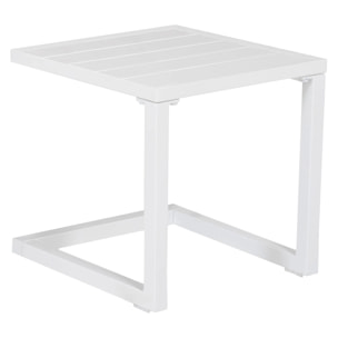Set bain de soleil et table d'appoint BARBADOS en textilène bleu - aluminium blanc