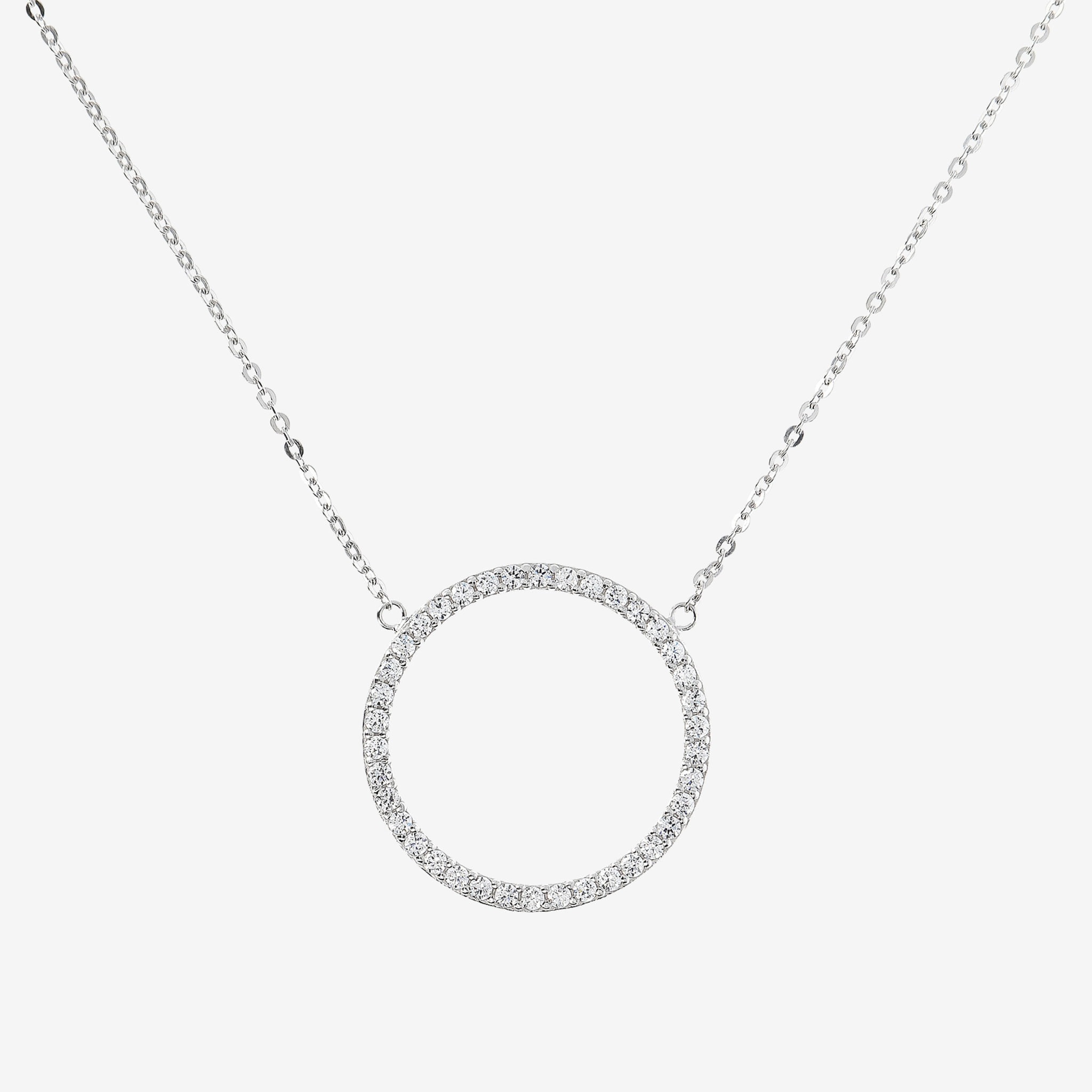 Collana con Cerchio in Cubic Zirconia in Argento 925 placcato Platino