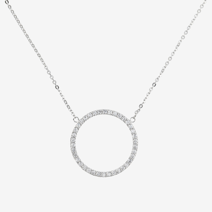Collana con Cerchio in Cubic Zirconia in Argento 925 placcato Platino