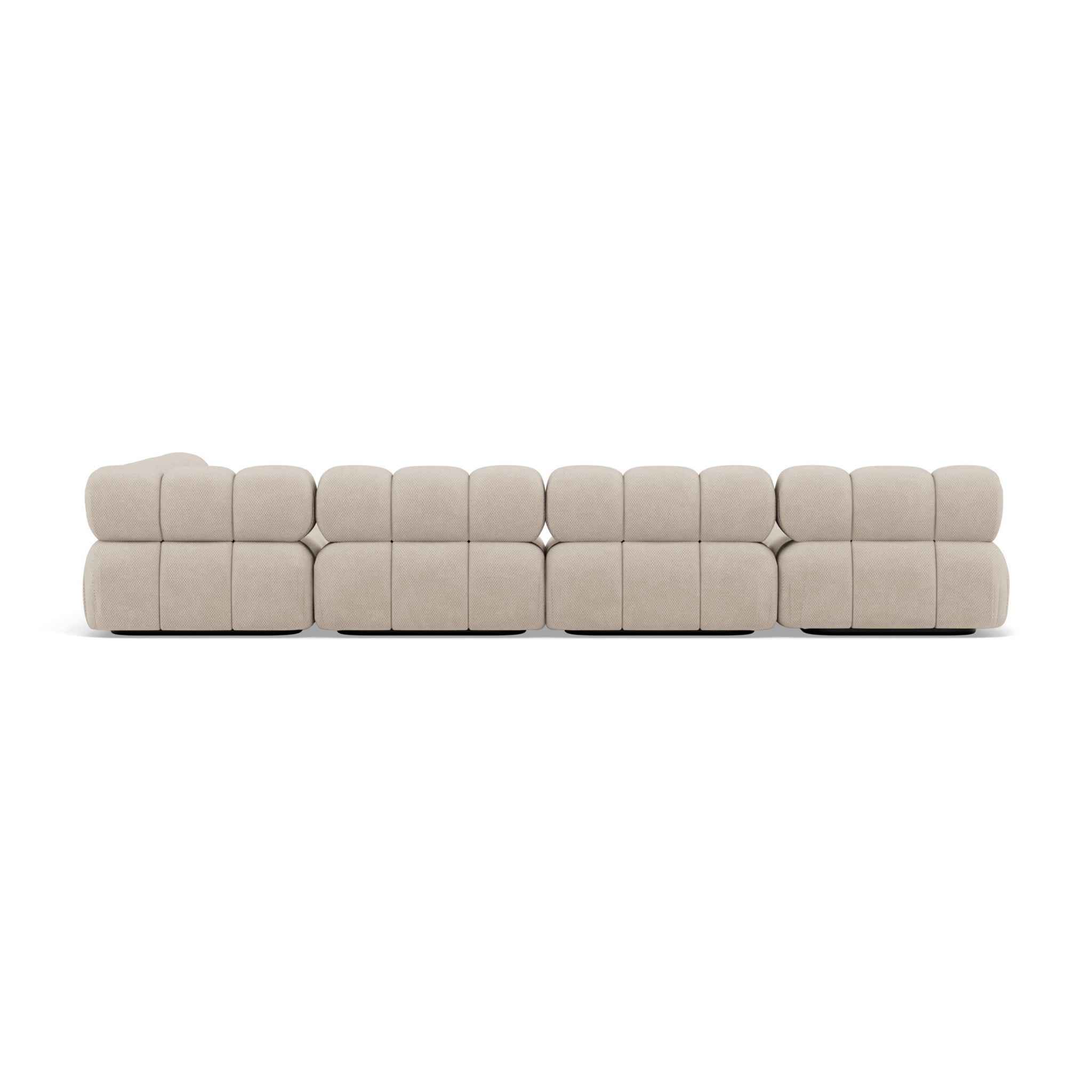 Ruby - canapé panoramique modulable d'angle droit 7 places en velours texturé - Beige