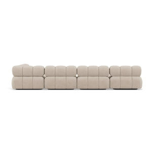 Ruby - canapé panoramique modulable d'angle droit 7 places en velours texturé - Beige