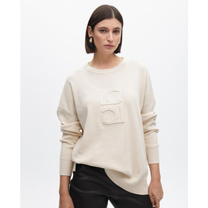 Maglione Girocollo con Logo in Rilievo