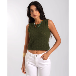 Top de mujer de crochet en algodón con tirantes anchos