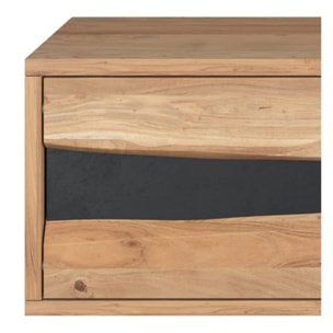 Meuble TV en bois d'acacia massif et métal 140 cm - Alabama