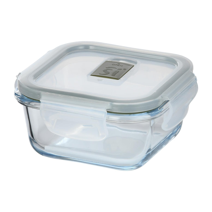 Hermético cuadrado transparente vidrio borosilicato con tapa hermética