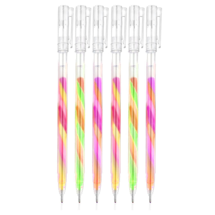 Set 6 rotuladores gel 1,2 mm magic rainbow con tapa