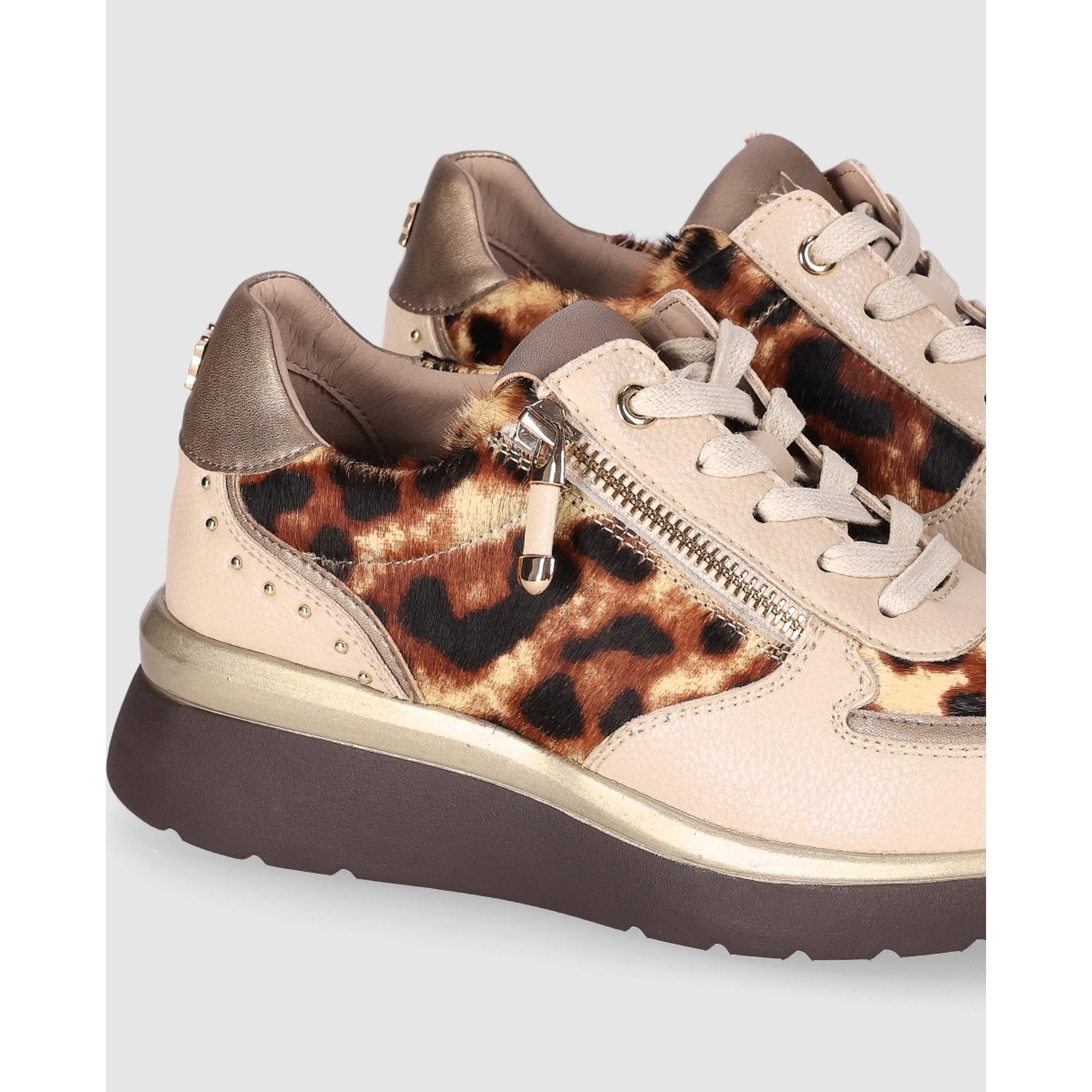 Deportivos de Piel - Beig - Tacón: 5 cm