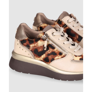 Deportivos de Piel - Beig - Tacón: 5 cm