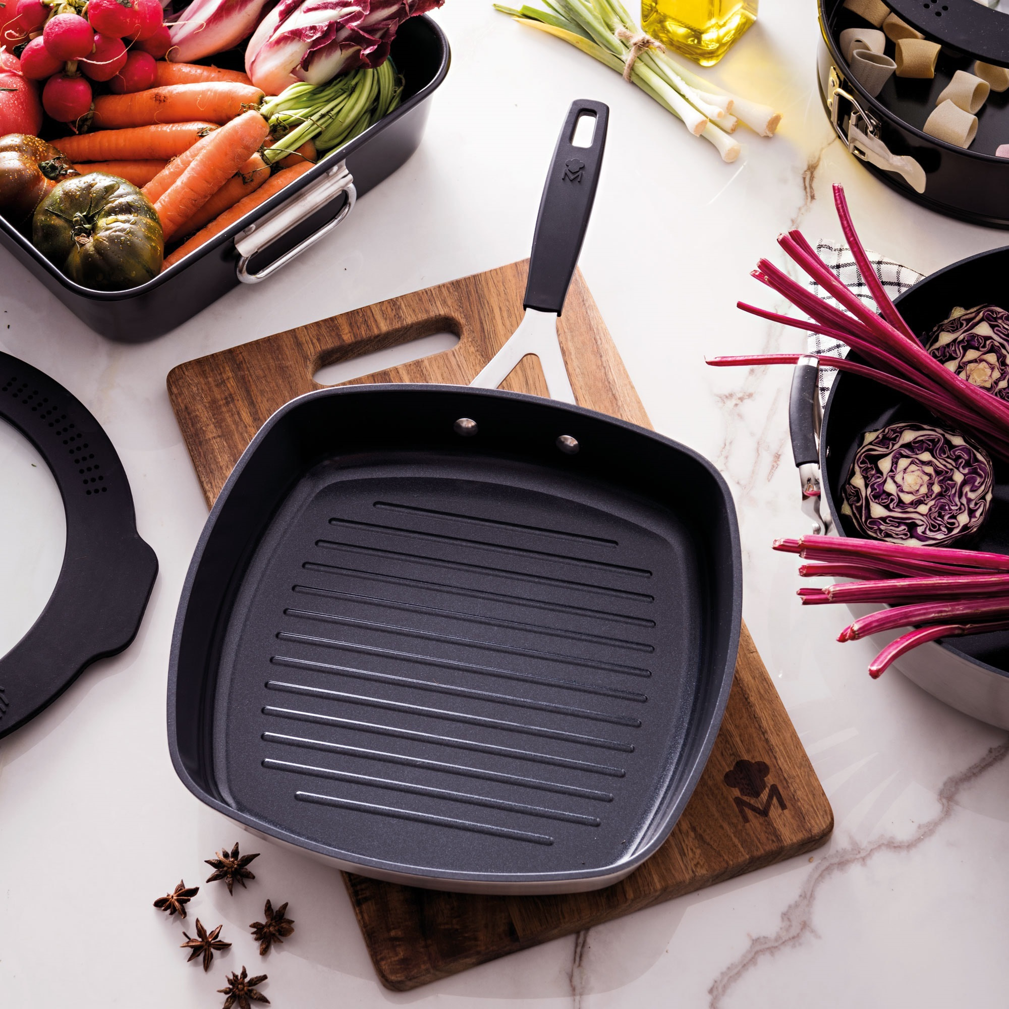 Sarten asador 28x28cm aluminio forjado inducción smart