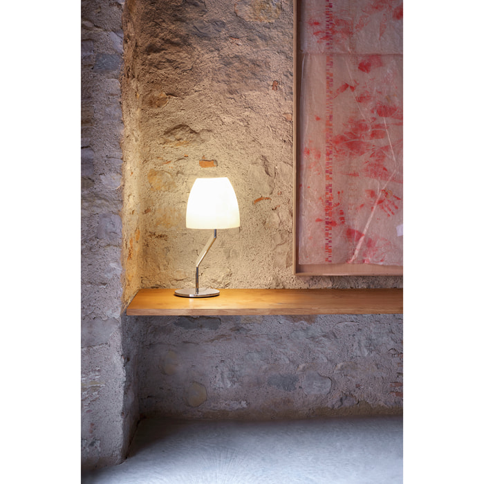 Ledsc4 LedsC4 Sobremesa Flavia Interior Cromo Opal - Lámpara Decorativa Moderna, Aluminio y Acero, Personalizable con Bombilla, Diseño Elegante y Funcional para Hogar