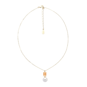 Collana U.S. Polo Assn. In metallo dorato con pietra gialla e perla bianca