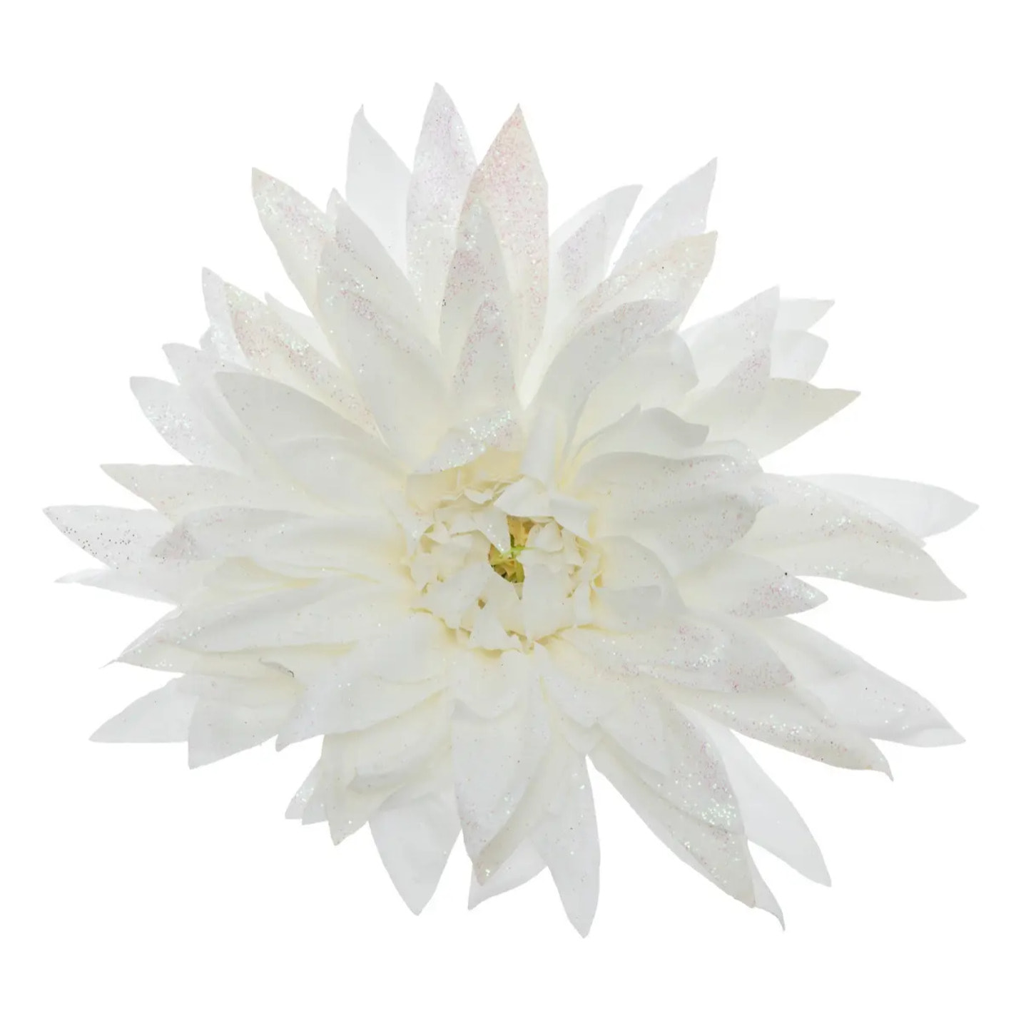 Décoration de sapin dahlia blanc pailletée 15cm