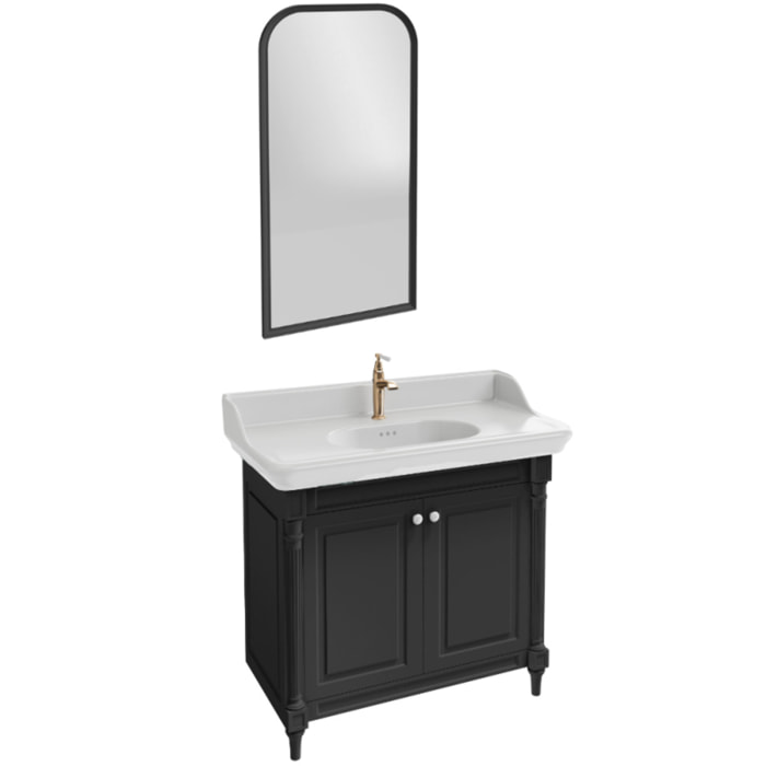 Meuble salle de bain Cléo 1889 plan vasque + miroir + mitigeur lavabo or