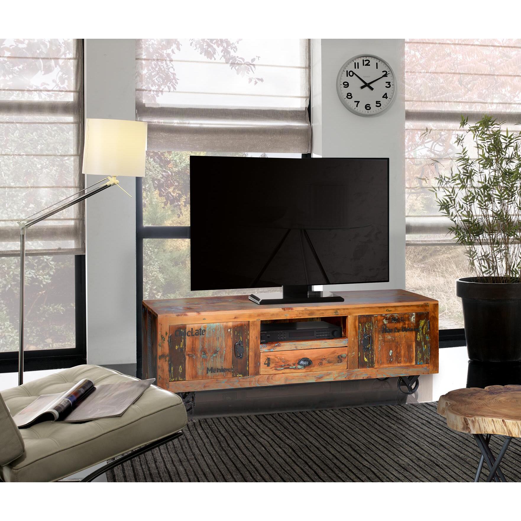 Mueble tv - madera reciclada - 55x160x40cm