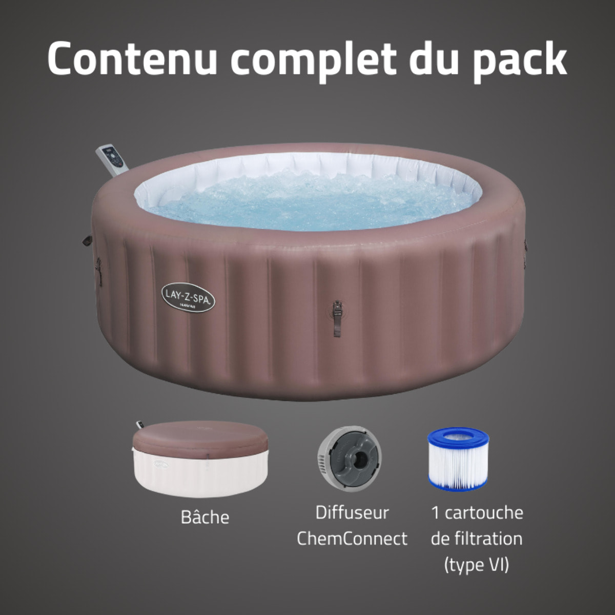 Bestway Spa gonflable rond Lay-Z-Spa Hawaii Smart AirJet EnergySense avec WiFi 4-6 personnes