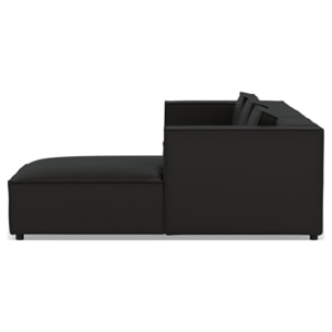 Stella - canapé d'angle droit 4 places en simili - Noir