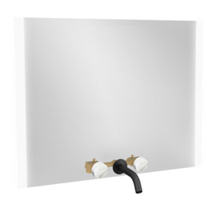 Miroir 3 trous 100 cm + mélangeur lavabo encastré 3 trous Grands Boulevards marbre sculptural et noir