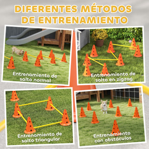 Juego de Agilidad para Perros, Vallas de Obstáculos de Entrenamiento de Coordinación, 8 Conos 30 cm de Altura, 4 Barras 80 cm de Longitud y Bolsa de Transporte, para Deporte de Fútbol y Perros
