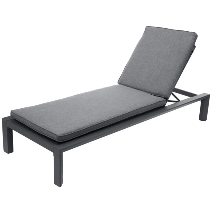 Lit de piscine "Evasion" gris/graphite en aluminium traité époxy