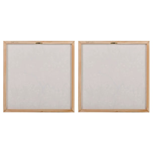 Set 2 Lienzos Almendro 40% Pintado Mano 60x3x60 Cm