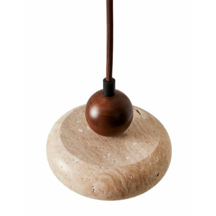 Suspension design ronde en travertin et bois effet noyer TIVOLI