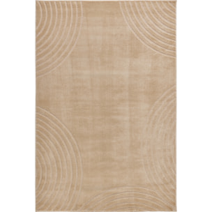 BLOOM - Tapis poils ras motif arc en relief - Beige