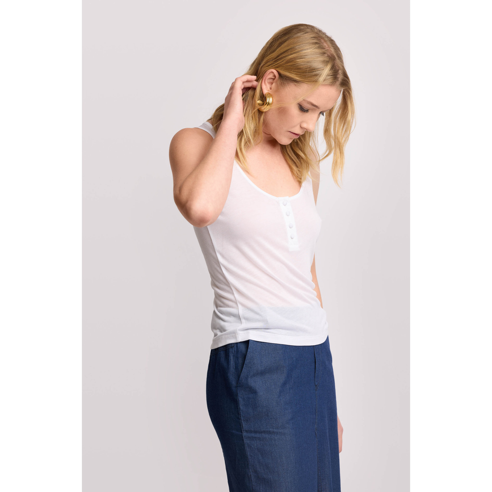 Kocca - Top con bottoni Donna, Tinta unita, Scollo ampio