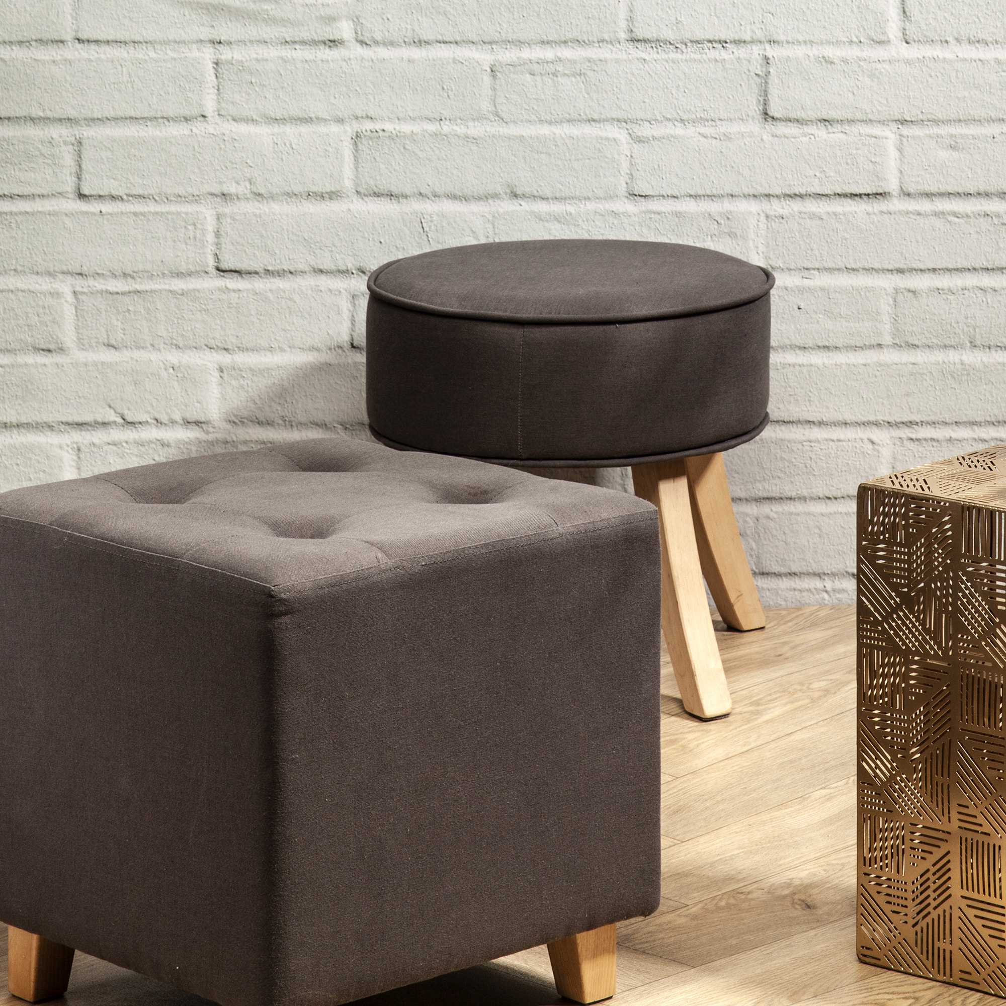 Tabouret Romeo Gris - Lot De 2