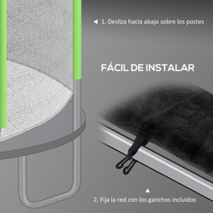 Red de Seguridad para Cama Elástica Ø305 cm Red de Trampolín Redondo para Exterior Protectora para Cama Elástica de 6 Postes Rectos Verde