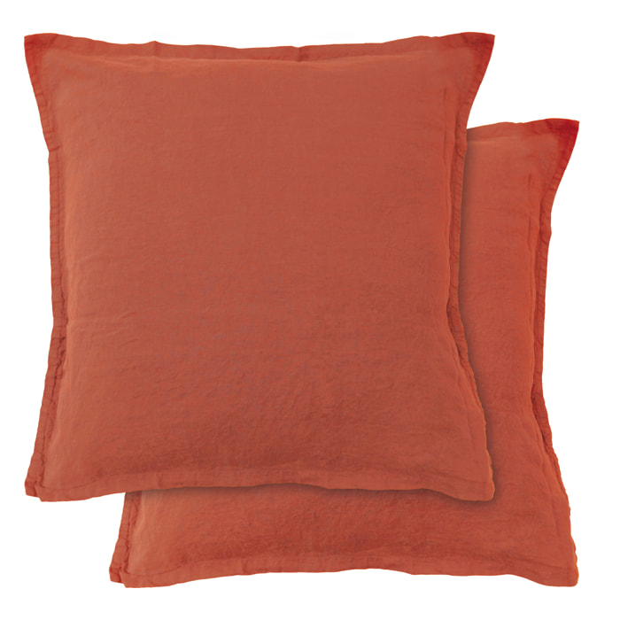 Set de 2 taies d'oreiller unies en lin, PASSION LIN