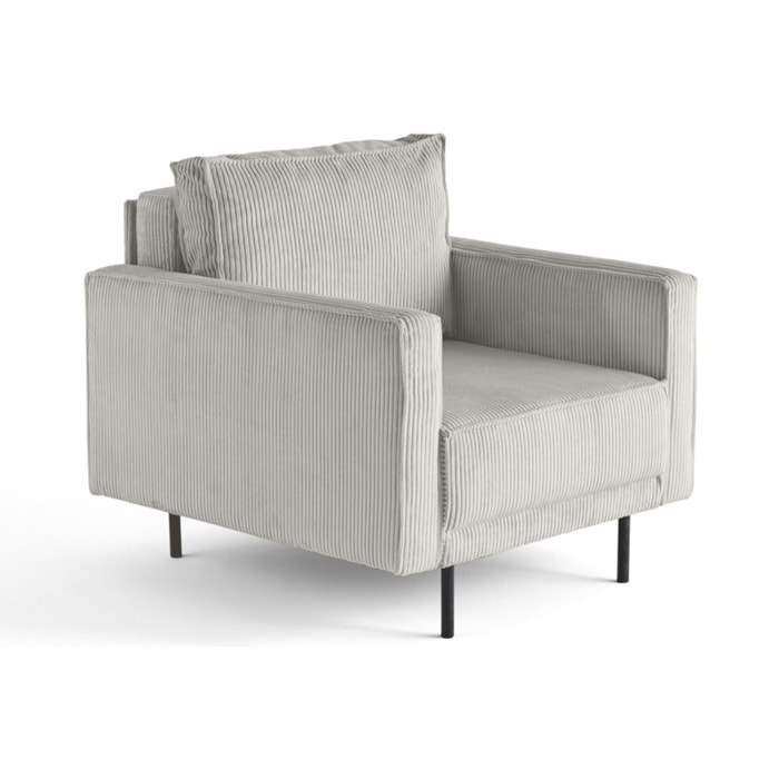 Charlie - fauteuil - pieds hauts - en velours côtelé - Gris clair