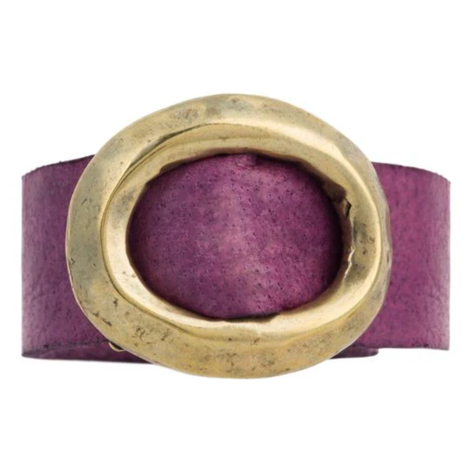 Anillo dorado chapado "basic" piel morado