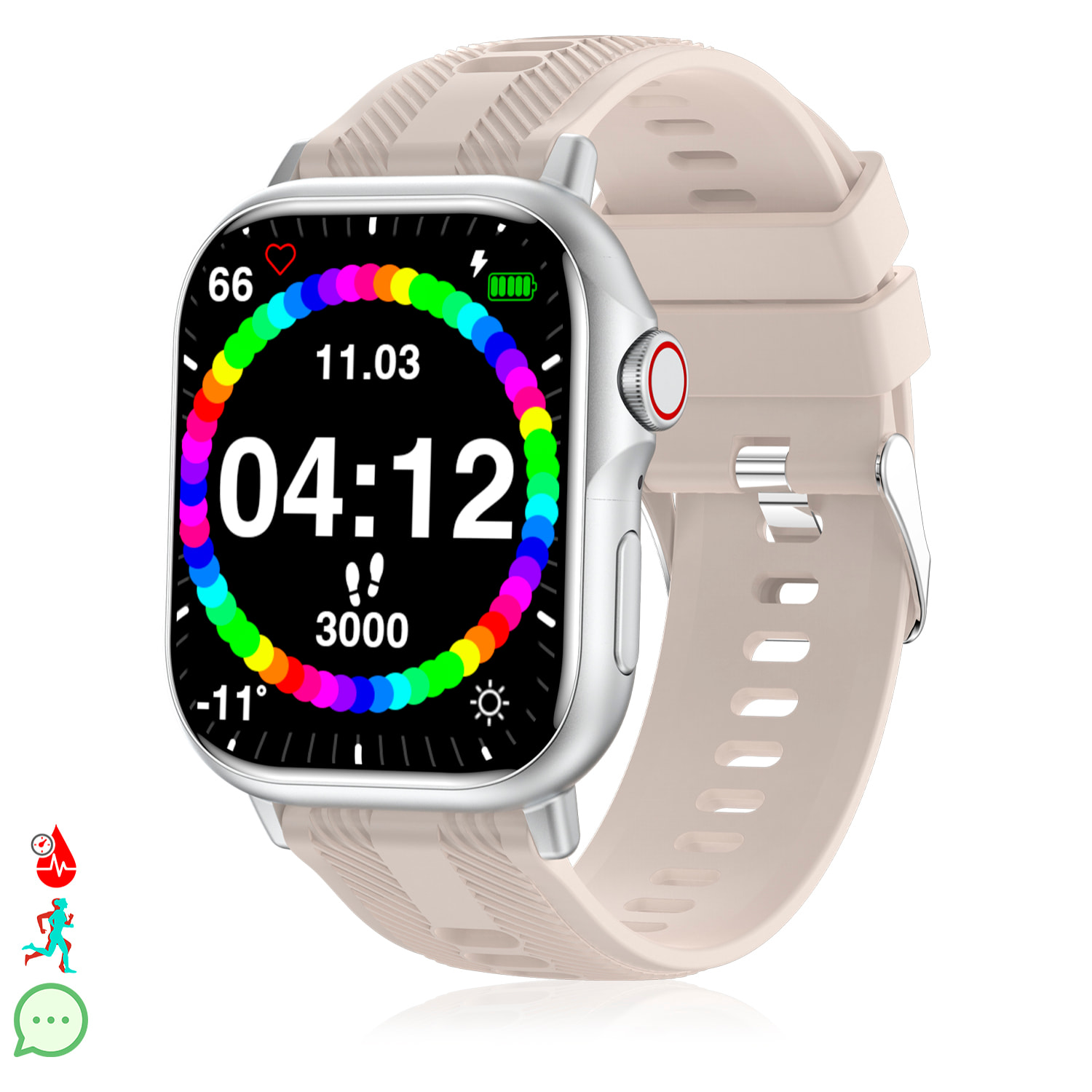 Smartwatch B05 con llamadas BT, notificaciones push. Monitor deportivo y de salud. Corona multifunción.