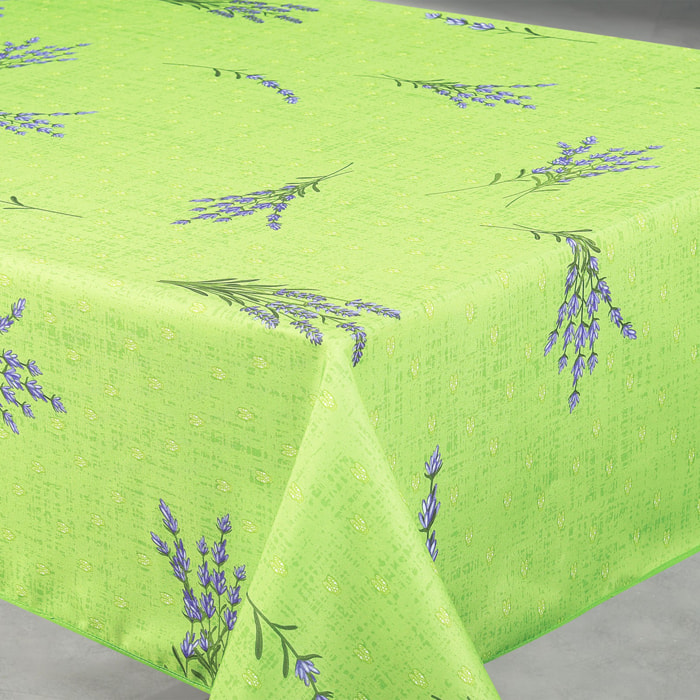 Nappe anti-tâche rectangle motif lavande - Vert