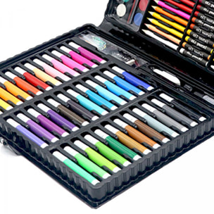 Set da pittura con 150 pezzi. Include matite, acquerelli, pennarelli, pastelli e accessori.