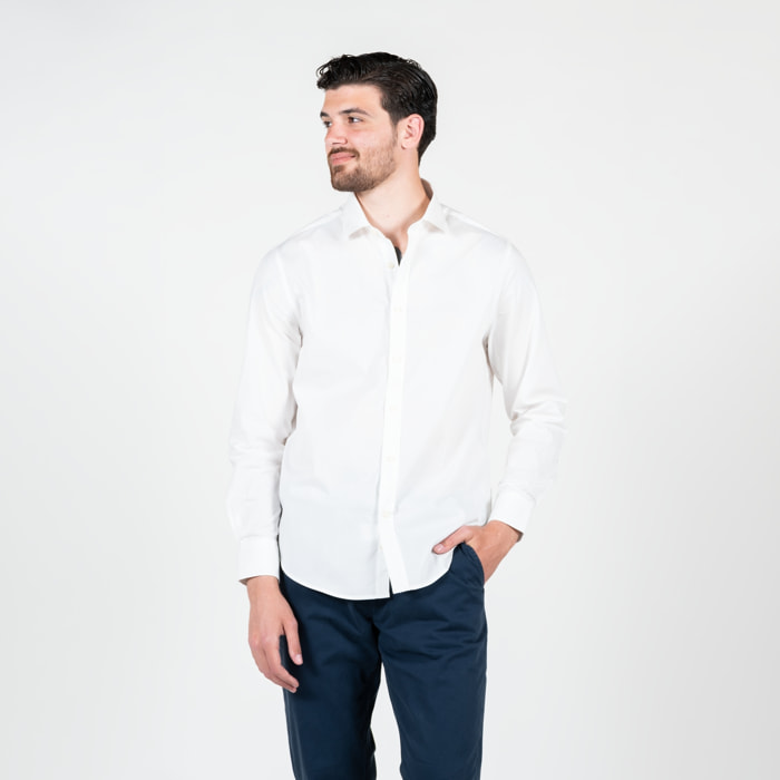 Camicia popeline collo francese Polo Club St Martin Bianco