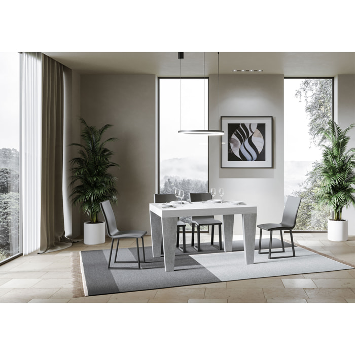 Table Spimbo Mix Extensible dessus Frêne Blanc structure Ciment 90x130 Allongée 390