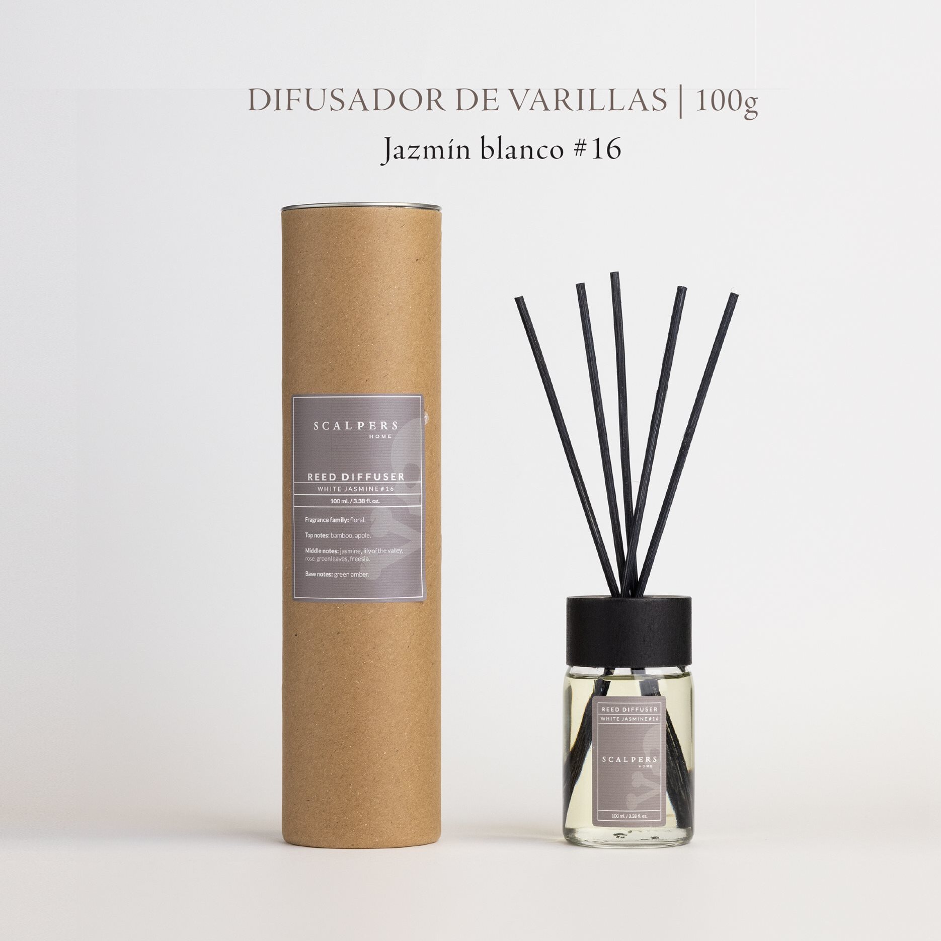 Difusor de varillas 100ml aroma jazmín blanco scalpers home