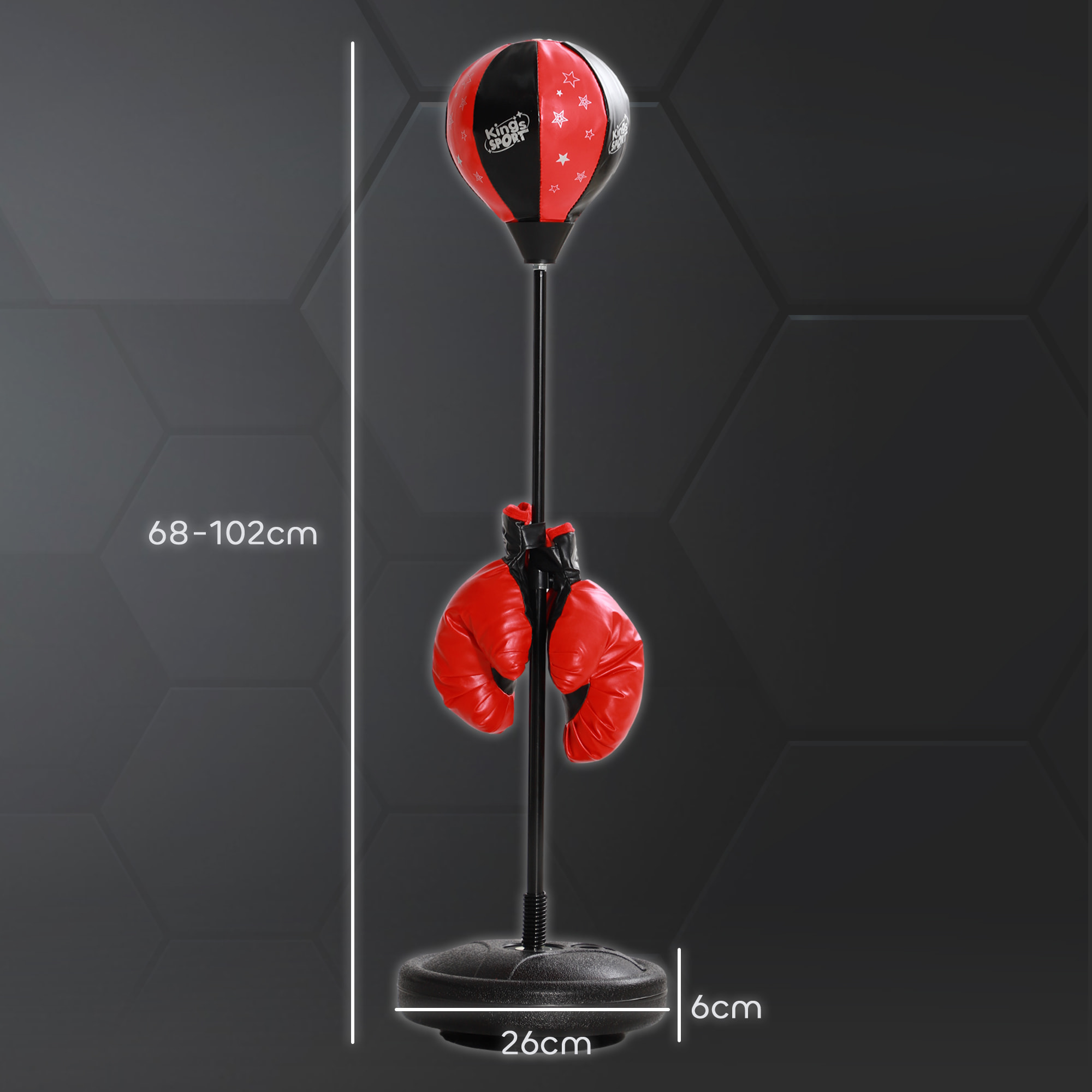 Saco de Boxeo para Niños de +5 Años Kit de Boxeo para Niños con Guantes de Boxeo Altura Ajustable de 68-102 cm y Base Rellenable Rojo
