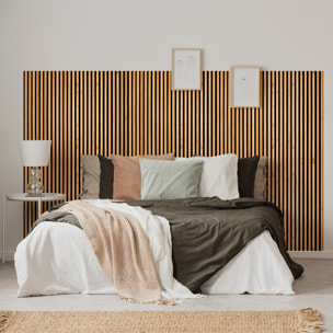Rouleau revêtement adhésif vinyle au mètre - Sticker mural tête de lit - LATTES DE BOIS CONTEMPORAINES