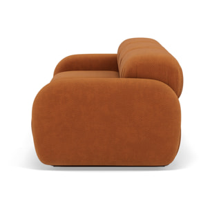 Penelope - canapé droit modulable 3 places en velours texturé - Terracotta