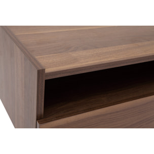 Table de chevet avec rangements finition bois foncé noyer SANAA