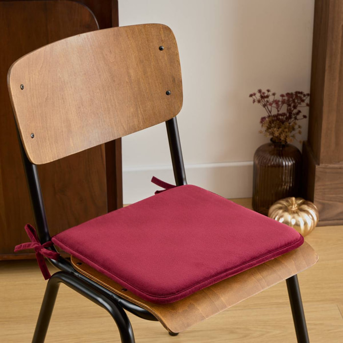 Galette de chaise Lilou rouge grenat 38x38cm