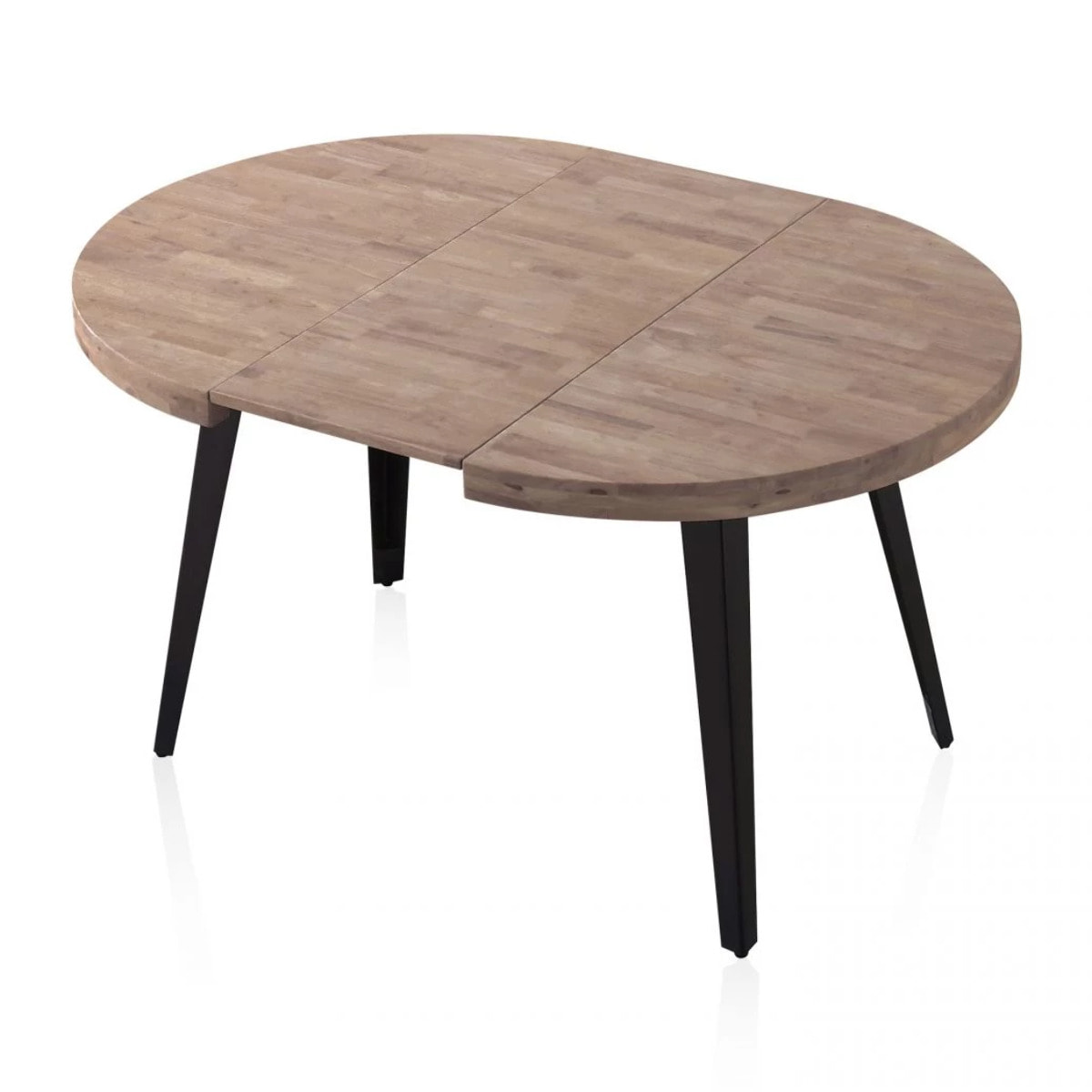 Mesa de comedor redonda extensible en negro y roble honey 120-200x120 cm Berg Roble Honey - Negro