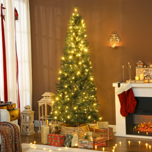 Sapin de Noël artificiel LED x 350 blanc chaud ou multicolore 9 modes H.210 cm 1273 branches support vert