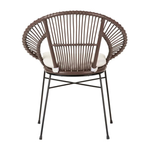 Silla Rattan Metal Cojin Blanco 72x60x87 Cm